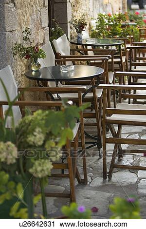 Stock Image - Ashtray, Chairs, Canteen, Cafe, Arranged. Fotosearch