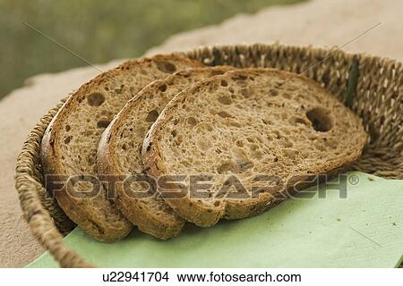 Picture - Basket, Bread, Brown Bread, Close-Up, Day. Fotosearch