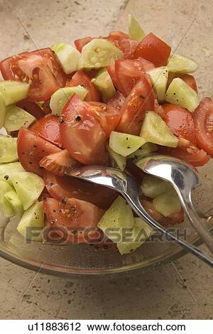 Stock Image - Bowl, Cucumber, Cutting, Food. Fotosearch