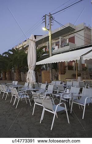 Stock Image - Chair, Beach, Building Structure, Building Exterior, Blue, Arrangement. Fotosearch