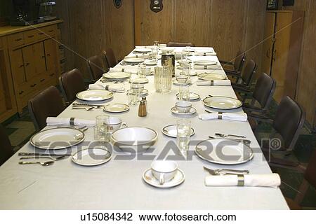 Stock Image - table, restaurant, dining, fine, elegant, tablecloth. Fotosearch