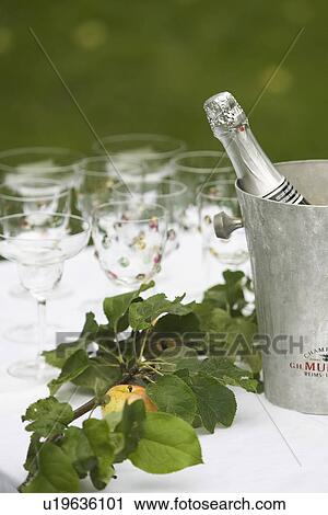 Stock Image - Bucket, Champagne, Beverage, Alcohol, Food And Drink, Refreshment. Fotosearch