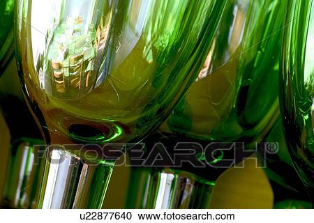 Stock Image - green, indoor, shape, drink, wine glass, drinking glass. Fotosearch