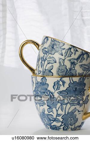 Stock Image - Ceramics, Close-Up, Cup, Curtain, Design. Fotosearch