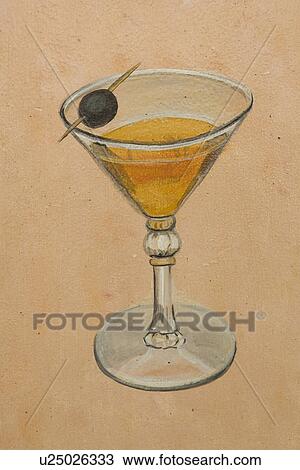 Stock Image - Close-Up, Full Frame, Martini, Martini Glass, Mural. Fotosearch