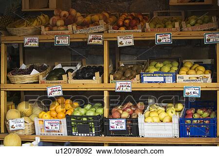 Stock Image - Shelves, Fruits. Fotosearch
