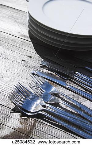 Stock Image - Crockery, Display, Dishware, Cutlery, Arrangement. Fotosearch