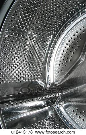 Stock Photo - detail, washing, perforated, stainless, metal, appliance. Fotosearch
