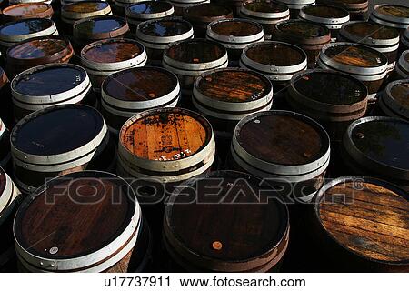 Stock Image - Casks, barrels, vessels, containers, stores, storage. Fotosearch