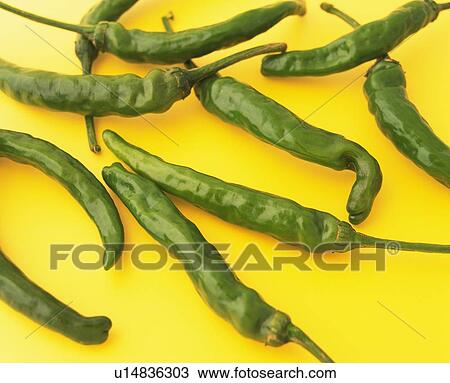 Stock Image - Green Peppers, High Angle View. Fotosearch