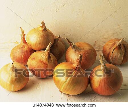 Stock Image - Nine Onions, High Angle View. Fotosearch
