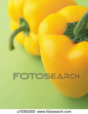 Stock Image - Two Yellow Paprika, Close Up. Fotosearch