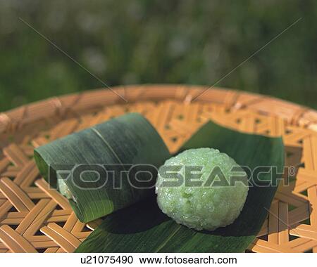 Stock Image - shi called Domyoji on bamboo bowl, high angle view, Differential Focus. Fotosearch