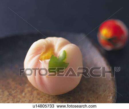 Stock Image - shi, Japanese sweet on plate, Differential Focus, Close Up. Fotosearch