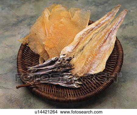 Closed Up Image of Several Dried Fish in a Wooden Basket, High Angle View View Large Photo Image Picture - Closed Up Image of Several Dried Fish in a Wooden Basket, High Angle View. Fotosearch