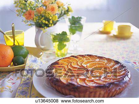 Orange tart on plate View Large Photo Image Stock Photo - Orange tart on plate. Fotosearch