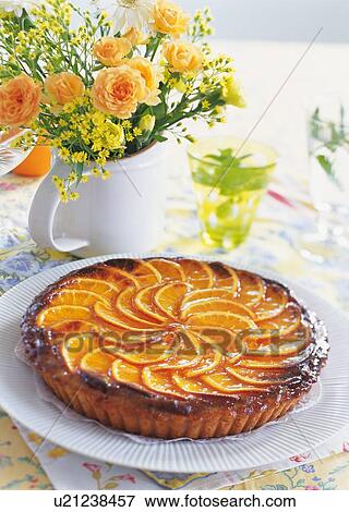 Orange tart on plate View Large Photo Image Stock Photo - Orange tart on plate. Fotosearch