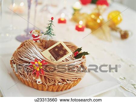 Tart with chestnut cream decorated for Christmas View Large Photo Image Stock Image - Tart with chestnut cream decorated for Christmas. Fotosearch