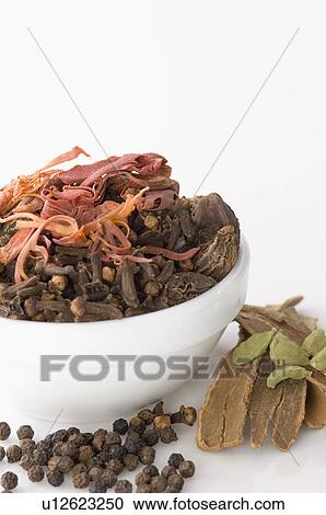Stock Image - Close-up of a bowl of spices. Fotosearch