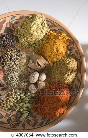 Close-up of spices on a plate View Large Photo Image Picture - Close-up of spices on a plate. Fotosearch