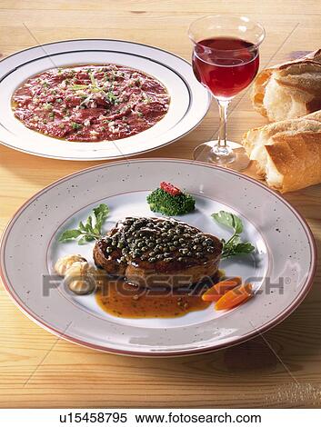 Stock Photography - Beef Fillet Pepper Steak And Marinated Beef. Fotosearch