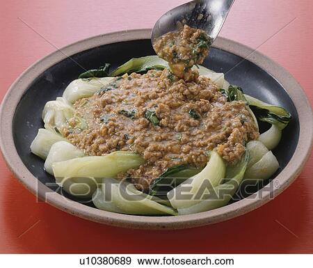 Meat Bean Paste With Bok Choy View Large Photo Image Stock Photo - Meat Bean Paste With Bok Choy. Fotosearch