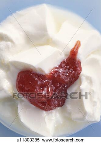 Stock Photography - Yogurt And Strawberry Jam. Fotosearch