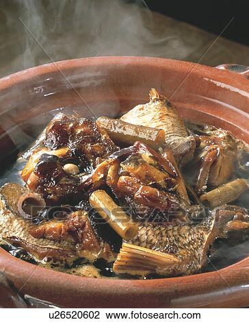 Stock Image - Simmered Sea Bream With Soy Sauce. Fotosearch