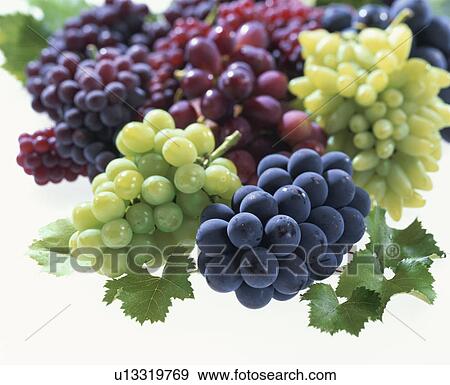 Stock Photo - Grape, Rosary Bianco And Kyoho,. Fotosearch