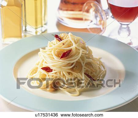 Stock Photograph - Spaghetti All'Aglio Olio E Peperoncino. Fotosearch