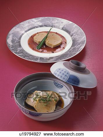 Stock Photo - Liver-Of-The-Angler-Fish Plum Sauce Lemon-Soy Sauce. Fotosearch