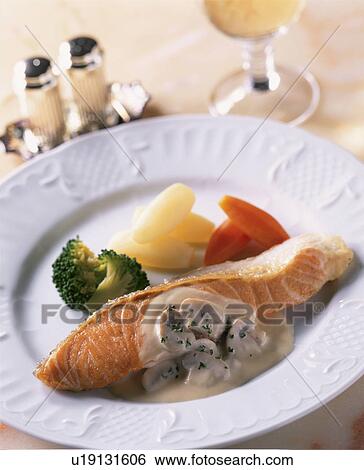 Stock Photograph - Meuniere Of Salmon. Fotosearch