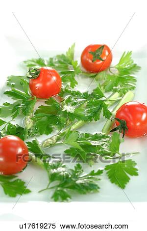 Stock Photography - Asparagus And Small Tomato. Fotosearch