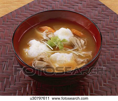 Miso Soup Of Japanese Yam And Maitake Mushrooms View Large Photo Image Stock Image - Miso Soup Of Japanese Yam And Maitake Mushrooms. Fotosearch