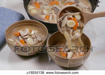 Miso Soup With Pork And Vegetables View Large Photo Image Stock Photo - Miso Soup With Pork And Vegetables. Fotosearch