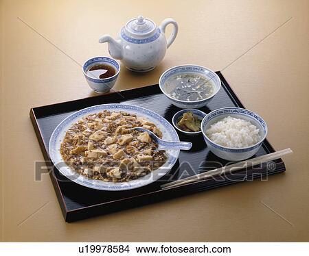 Picture - Spicy-Bean-Curd-And-Pork Table D'Hote. Fotosearch