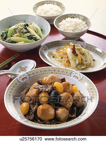 Stock Image - Chinese Style Taro And Chestnut Boiled In Soy And Sugar. Fotosearch