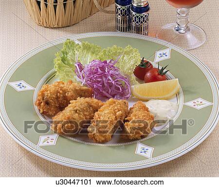 Stock Image - Deep-Fried Oysters. Fotosearch