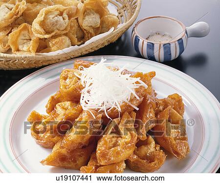 Stock Image - Deep Fried Wonton And Sweetened Vinegar. Fotosearch