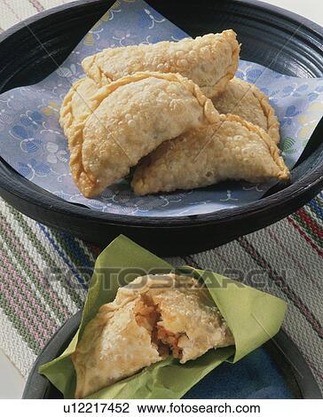 Stock Image - Fried Gyoza Containing Boiled Rice. Fotosearch