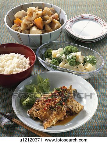 Stock Image - Fried Mackerel With Sauce. Fotosearch