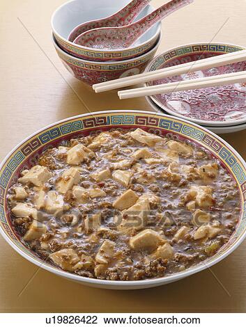 Stock Image - Spicy Bean Curd And Pork. Fotosearch