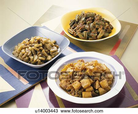 Stock Image - Three Sorts Of Indian Boiled Vegetables. Fotosearch