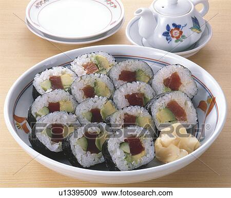 Stock Photo - Roll Of An Avocado Tuna. Fotosearch