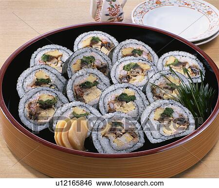 Thick-Rolled Sushi View Large Photo Image Stock Photograph - Thick-Rolled Sushi. Fotosearch