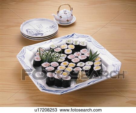 Thin Rolled Sushi Assortment View Large Photo Image Stock Image - Thin Rolled Sushi Assortment. Fotosearch