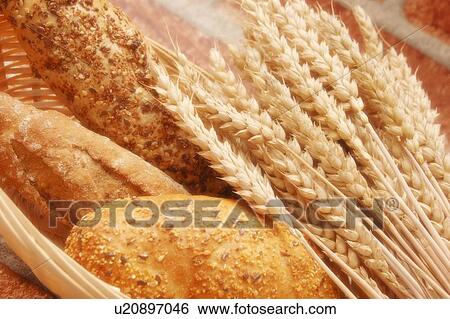 Stock Photograph - bread, baked, bio, basket, barrier, bricks, aliment. Fotosearch