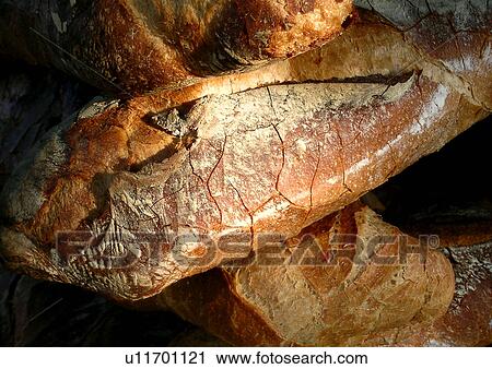 Stock Image - baguette, baked, bread, brown, CLOSE, close-up. Fotosearch