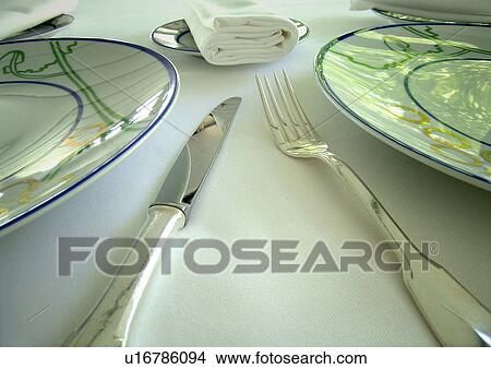 Picture - catering, chinaware, CLOSE, close-up, cutlery. Fotosearch