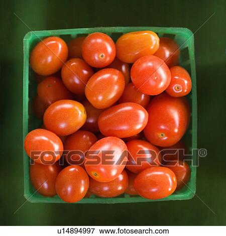 Stock Photo - Container of red cherry tomatoes.. Fotosearch